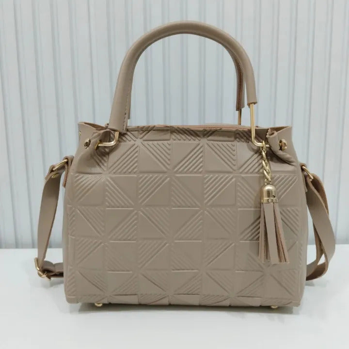 Beige hand Bag along with adjustable strap