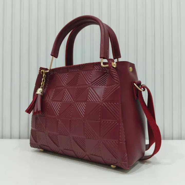 Maroon hand Bag along with adjustable strap