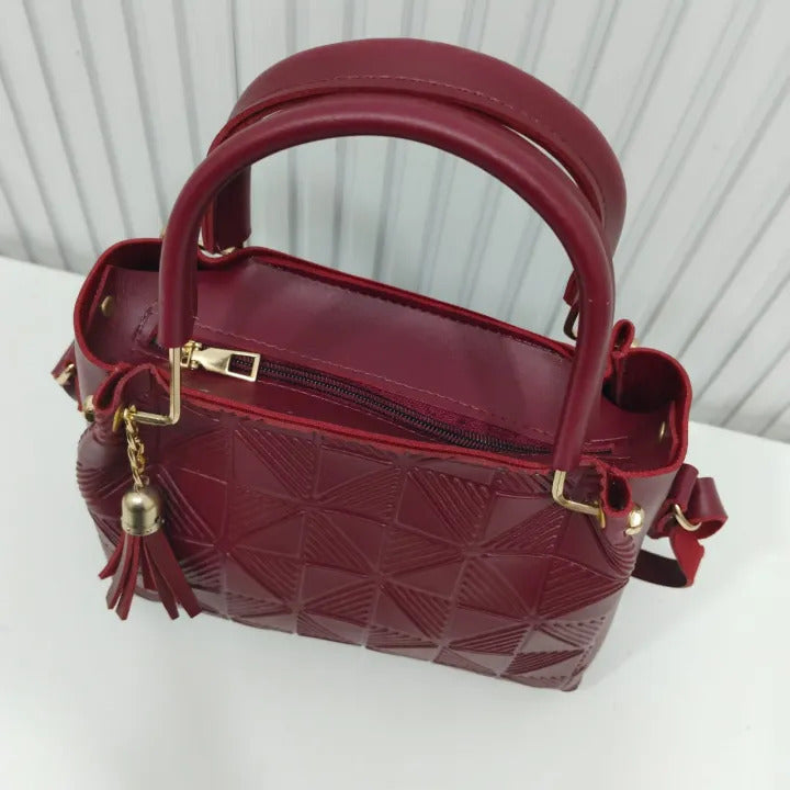 Maroon hand Bag along with adjustable strap