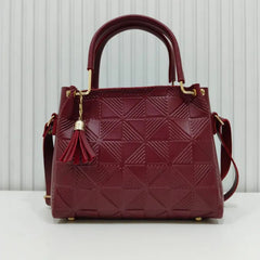 Maroon hand Bag along with adjustable strap