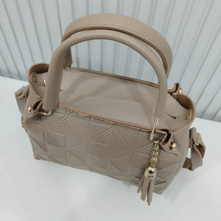 Beige hand Bag along with adjustable strap